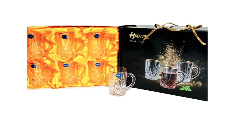 Luxe Theeglazen met oortje en gouden rand (6stuks)