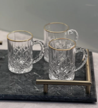 Luxe Theeglazen met oortje en gouden rand (6stuks)