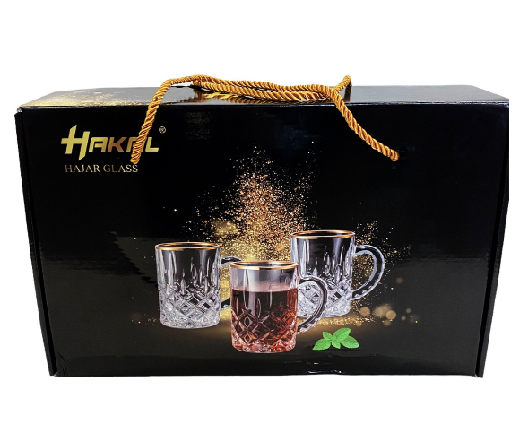 Luxe Theeglazen met oortje en gouden rand (6stuks)